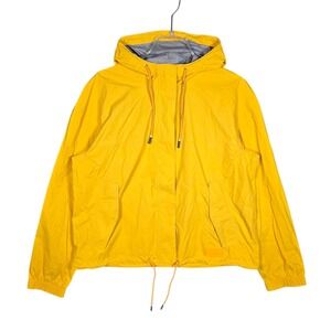 LL Bean Wharf Street‎ Rain Jacket Women's Large Bright Mango Yellow Hooded Coat